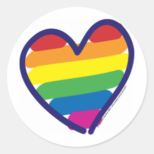 GAY-PRIDE-HEART-In-catneato Classic Round Sticker