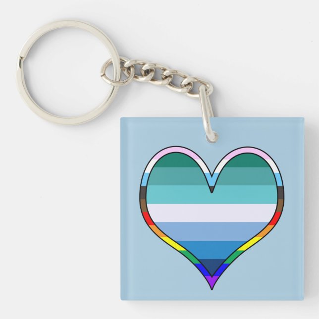 Gay Pride Heart Keychain (Front)