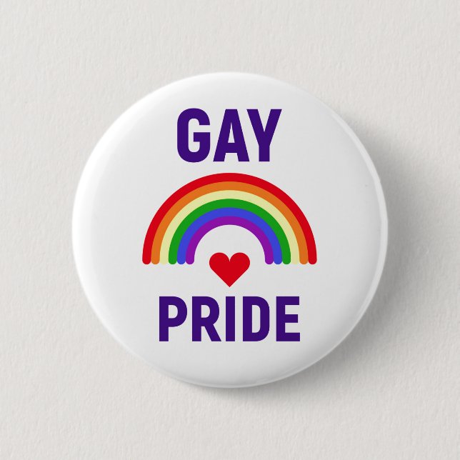 Gay Pride | Heart & Rainbow 6 Cm Round Badge (Front)