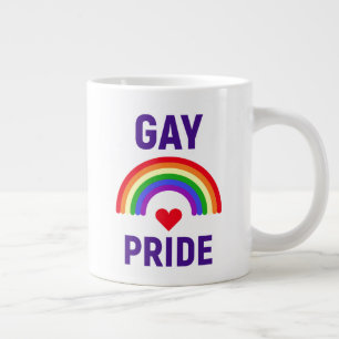Gay Pride   Heart & Rainbow Large Coffee Mug