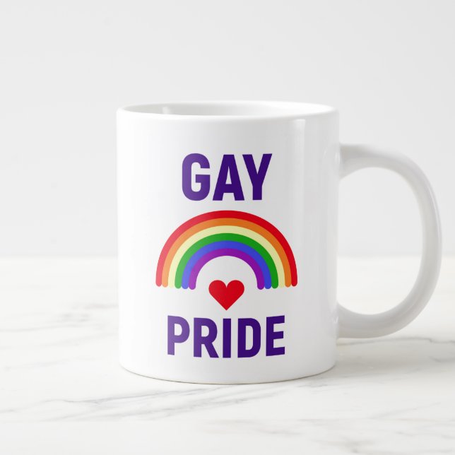 Gay Pride | Heart & Rainbow Large Coffee Mug (Right)