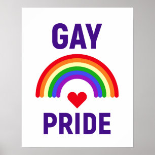 Gay Pride Heart & Rainbow Poster