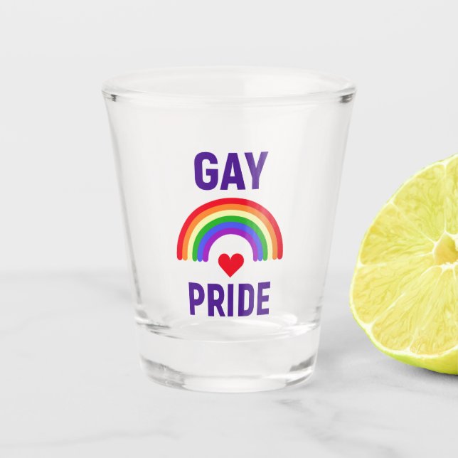 Gay Pride | Heart & Rainbow Shot Glass (Front)