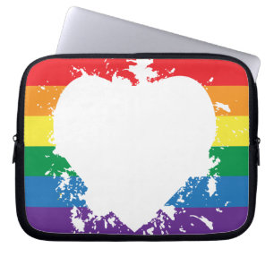Gay-Pride-Heart-Reversed-Paint Banner Laptop Sleeve