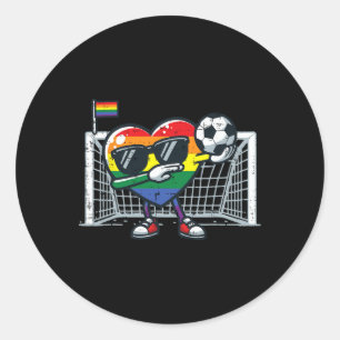 Gay Pride Heart Soccer Lgbtq Ally Rainbow Men Wome Classic Round Sticker