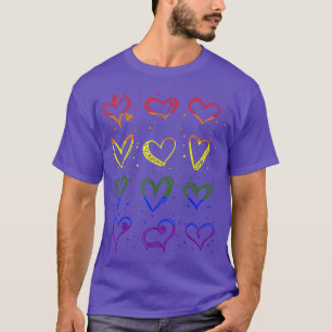Gay Pride Hearts LGBT-Q Cute Rainbow Flag Colour A T-Shirt