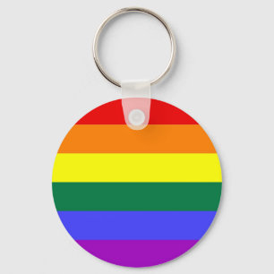 Gay Pride Horizontal Bar Rainbow Flag Key Ring