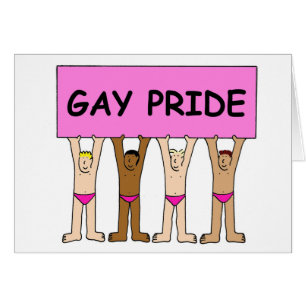 Gay Pride Humour, Cartoon Men in Pink Underpants.