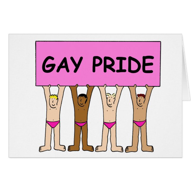 Gay Pride Humour, Cartoon Men in Pink Underpants. (Front Horizontal)