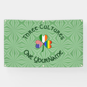 Gay Pride Ireland USA Shamrock Flag Personalised Banner