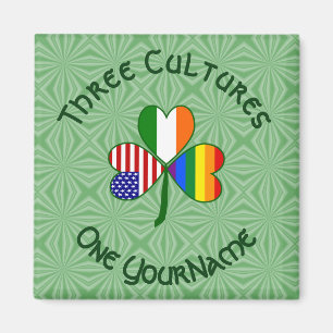 Gay Pride Irish American Flags Shamrock Your Name Magnet
