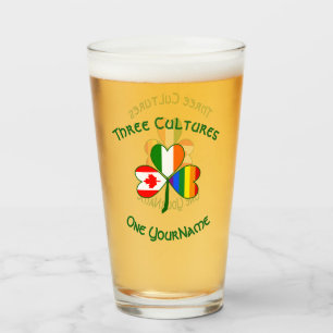 Gay Pride Irish Canadian Flag Shamrock Personalise Glass