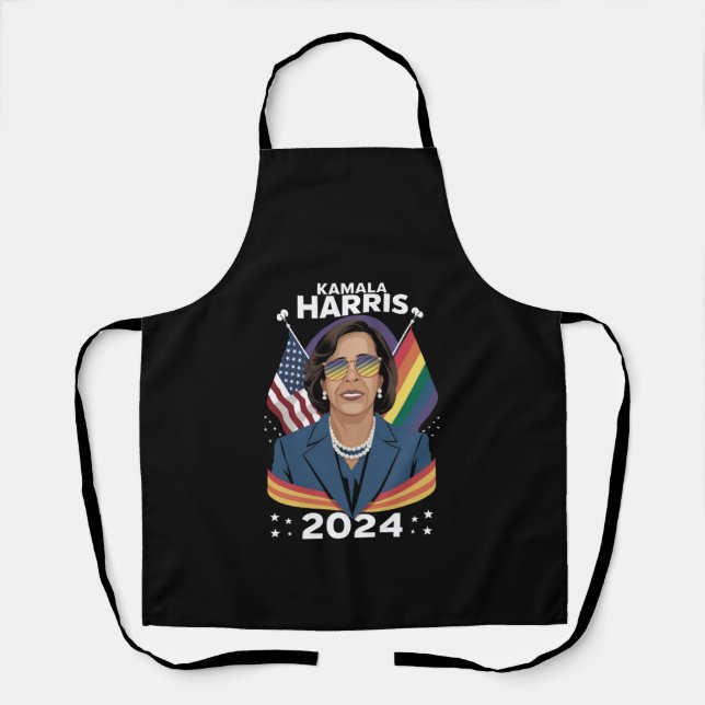 Gay Pride Kamala Harris 2024 Vice President LGBTQ+ Apron (Front)