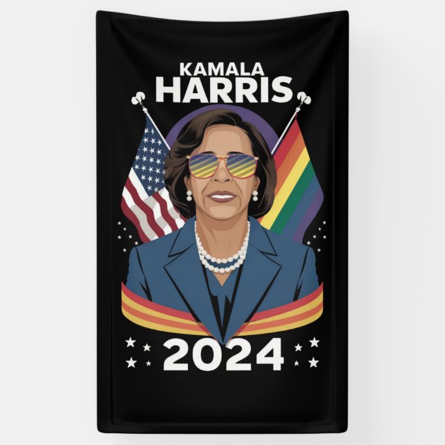 Gay Pride Kamala Harris 2024 Vice President LGBTQ+ Banner (Vertical)
