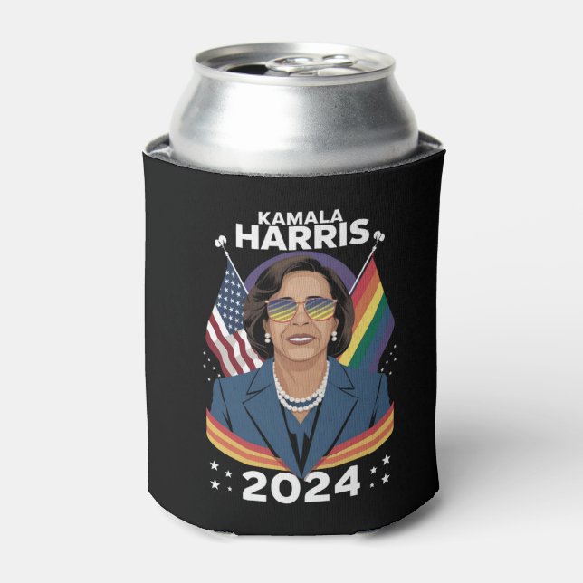 Gay Pride Kamala Harris 2024 Vice President LGBTQ+ Can Cooler (Can Front)