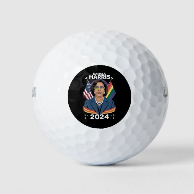 Gay Pride Kamala Harris 2024 Vice President LGBTQ+ Golf Balls (Front)