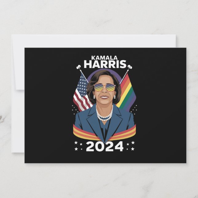Gay Pride Kamala Harris 2024 Vice President LGBTQ+ Invitation (Front)