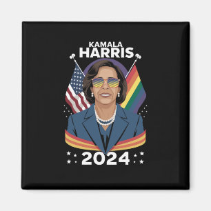 Gay Pride Kamala Harris 2024 Vice President LGBTQ+ Magnet