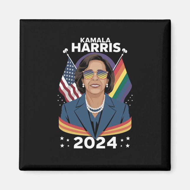 Gay Pride Kamala Harris 2024 Vice President LGBTQ+ Magnet (Front)