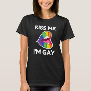 Gay Pride Kiss Me I'm Gay Men Women Lgbtq Rainbow T-Shirt