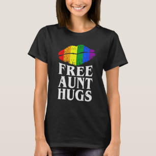 Gay Pride Lesbian Rainbow Lips LGBTQ Free Aunt Hug T-Shirt