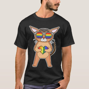 Gay Pride LGBT Heart Chausie Cat Owner T-Shirt