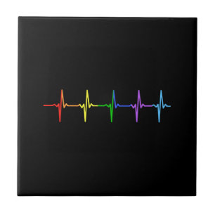 Gay Pride LGBT Heartbeat Pulse 4 Ceramic Tile