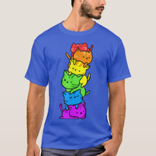 Gay Pride LGBT Kawaii Cats Pile Cute Anime Rainbow T-Shirt