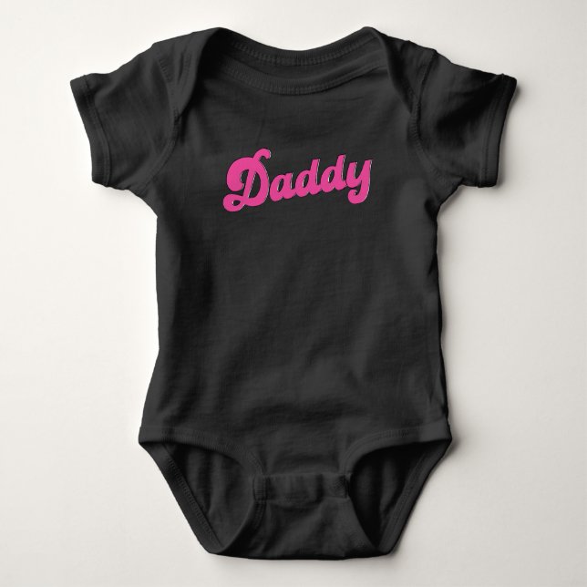 Gay Pride LGBT Pink Bear Gay Daddy  Baby Bodysuit (Front)