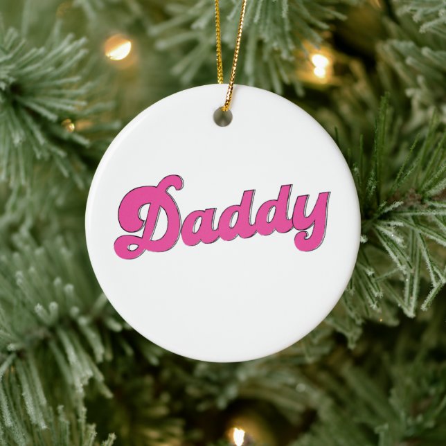Gay Pride LGBT Pink Bear Gay Daddy  Ceramic Ornament (Tree)