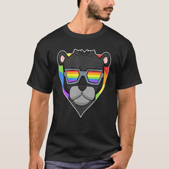 Gay Pride LGBT Rainbow - Black panther - LGBT Hear T-Shirt (Front)