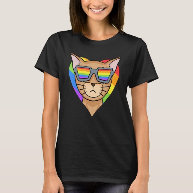 Gay Pride LGBT Rainbow Cat Breed Abyssinian LGBT H T-Shirt (Front)