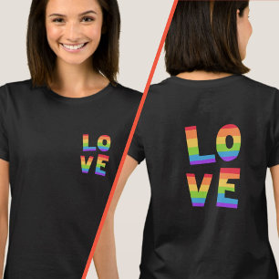 Gay Pride LGBT rainbow flag Love front/back prints T-Shirt