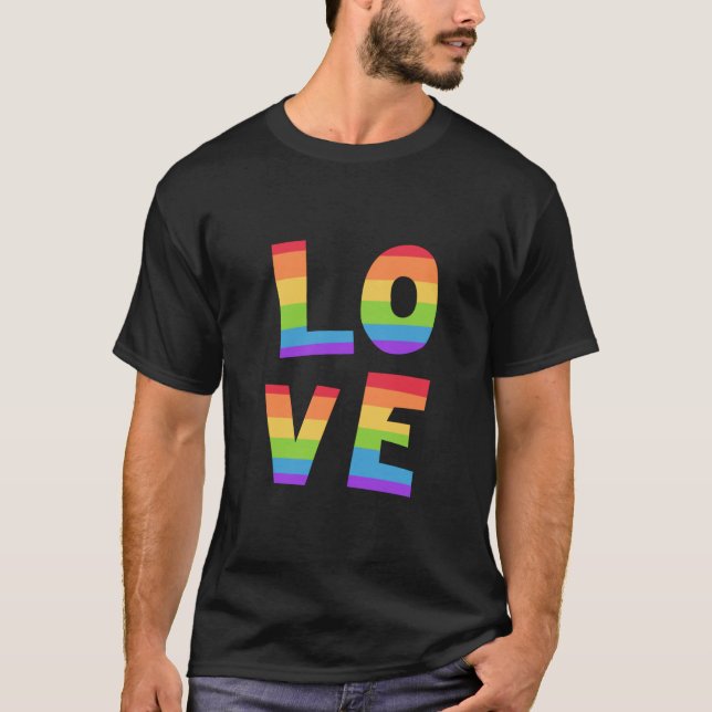 Gay Pride LGBT rainbow flag love is love LGBTQ T-Shirt (Front)