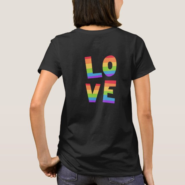 Gay Pride LGBT rainbow flag Love is Love LGBTQ T-Shirt (Back)
