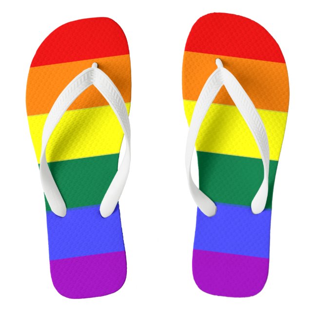 Gay Pride LGBT Rainbow Flag Thongs (Footbed)