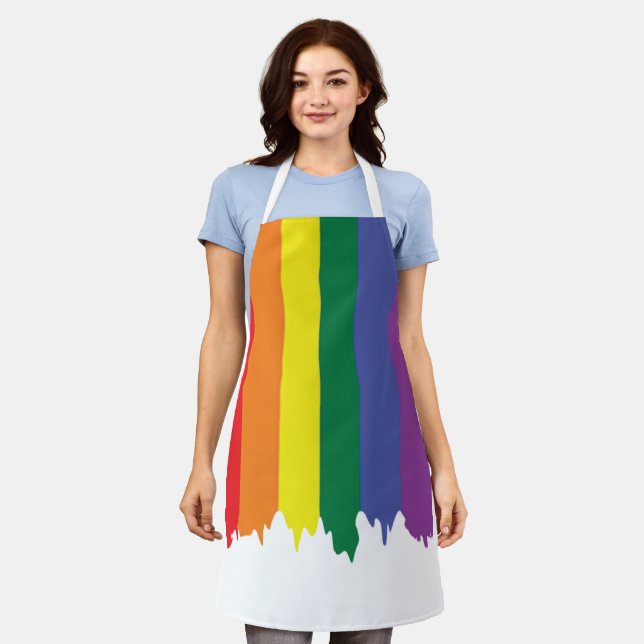 Gay Pride LGBT Rainbow Paint Apron (Worn)
