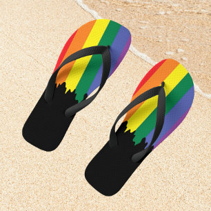 Gay Pride LGBT Rainbow Paint Thongs