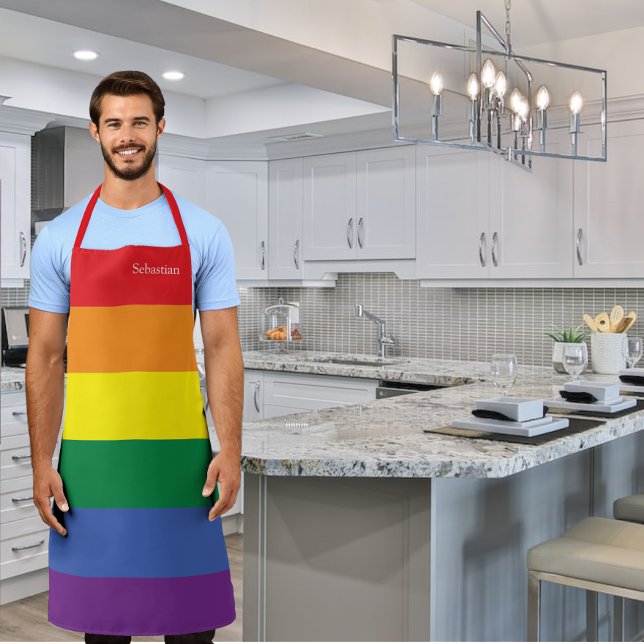 Gay Pride LGBT Rainbow Personalised Apron (Creator Uploaded)