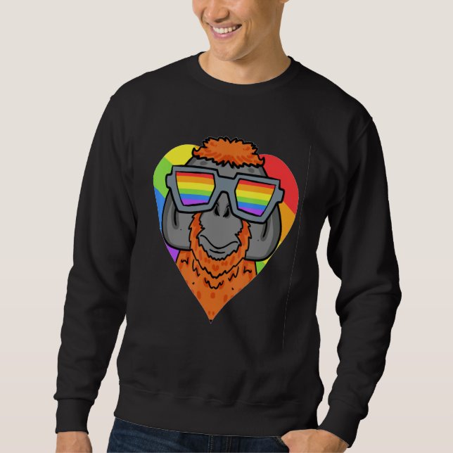 Gay Pride LGBT Rainbow -Urangutan Monkey - LGBT He Sweatshirt (Front)