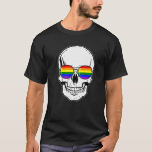 Gay Pride LGBT Skull With Rainbow Sunglasses T-Shirt