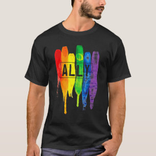 Gay Pride LGBTQ Ally Rainbow Colour LGBTQ Lesbian T-Shirt