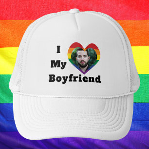 Gay Pride LGBTQ Custom Photo I Love My Boyfriend Trucker Hat