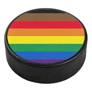 Gay Pride lgbtq diversity inclusive rainbow flag Hockey Puck