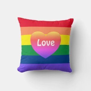 Gay Pride LGBTQ Rainbow Flag Colourful Heart  Cushion