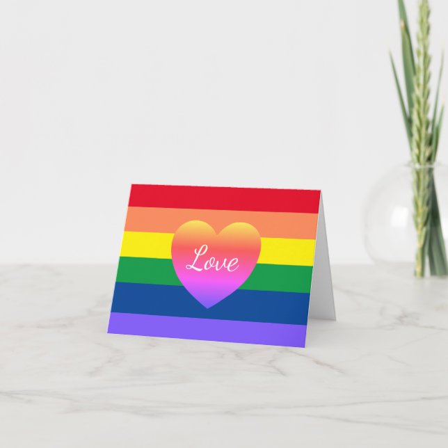 Gay Pride LGBTQ Rainbow Flag Love Card (Front)