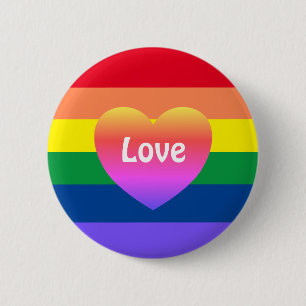 Gay Pride LGBTQ Rainbow Heart 6 Cm Round Badge