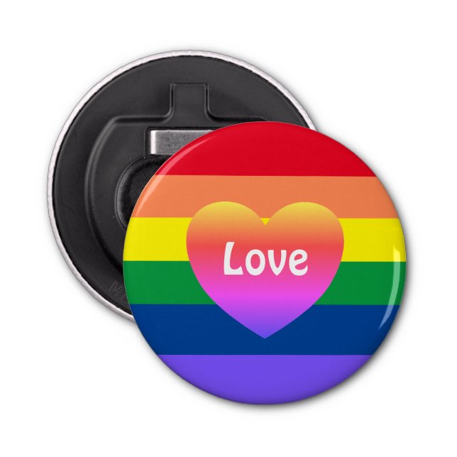 Gay Pride LGBTQ Rainbow Heart Bottle Opener (Front)