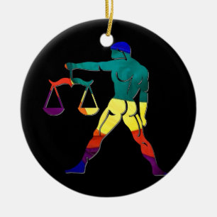 Gay Pride Libra Ceramic Tree Decoration