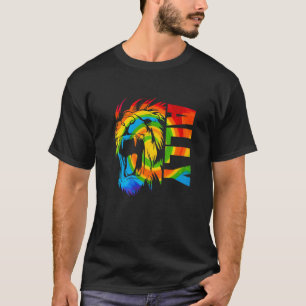 Gay Pride Lion Lgbt Q Cool Animal Rainbow Flag Col T-Shirt
